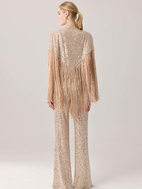 Women's High Waist Pantaloons Light Gold with Sequins