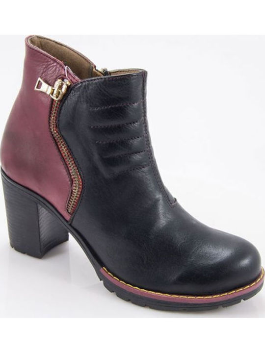 Leder Damen Stiefeletten Schwarz