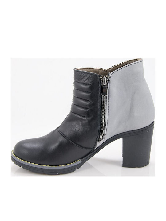 Leder Damen Stiefeletten Schwarz