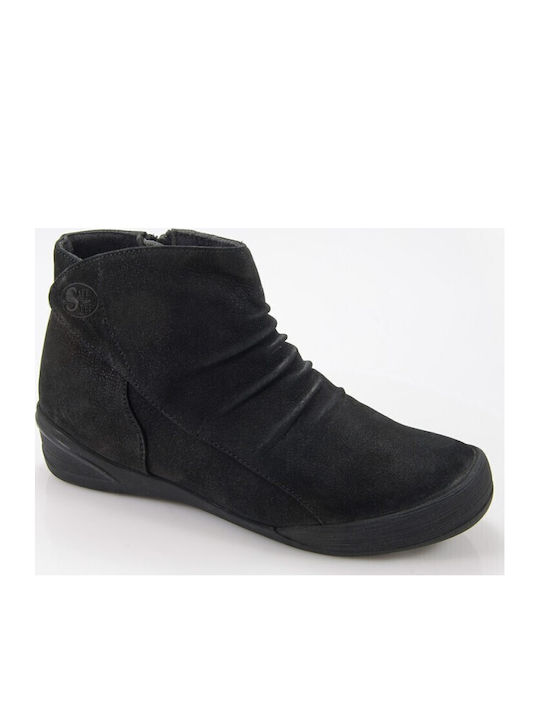 Leather Women's Ankle Boots Burgundy