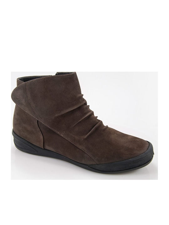 Leather Women's Ankle Boots Burgundy
