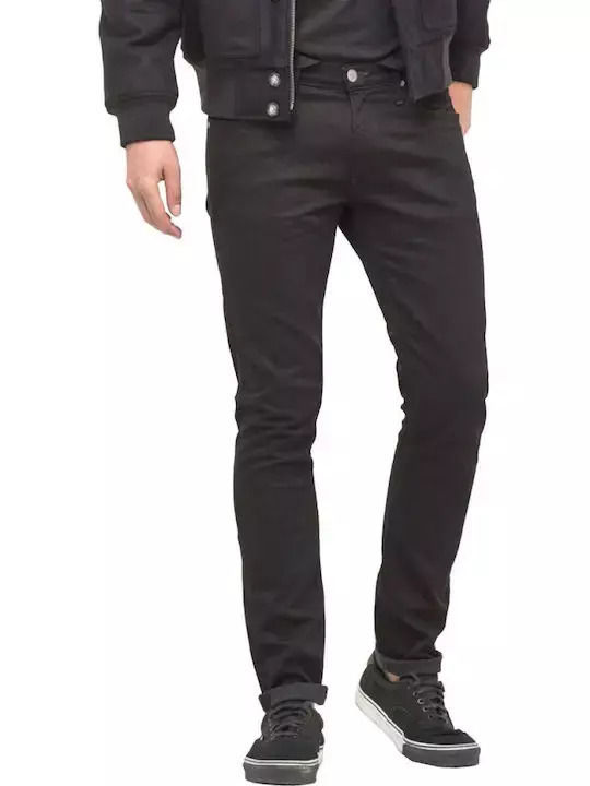Luke Ανδρικό Παντελόνι Τζιν Ελαστικό με Slim Tapered Εφαρμογή Black