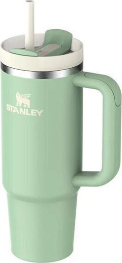 Stanley Quencher Handled Tumbler Thermos Bottle Stainless Steel BPA Free 890ml Pistachio With Straw And Handle