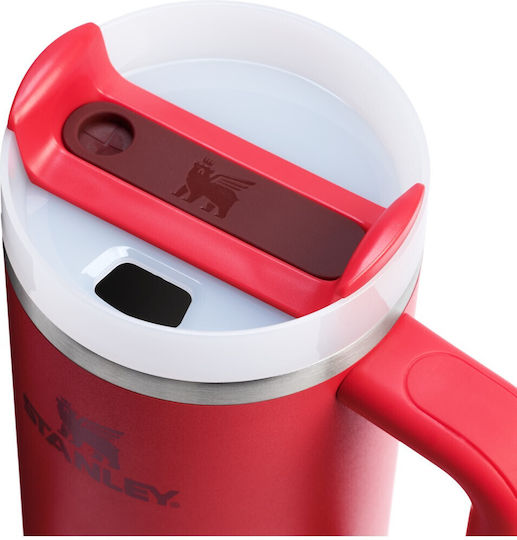Stanley Quencher H2.0 FlowState Чаша с Дръжка Термос Неръждаема Стомана Без BPA 890мл Червен с Сламка и Дръжка