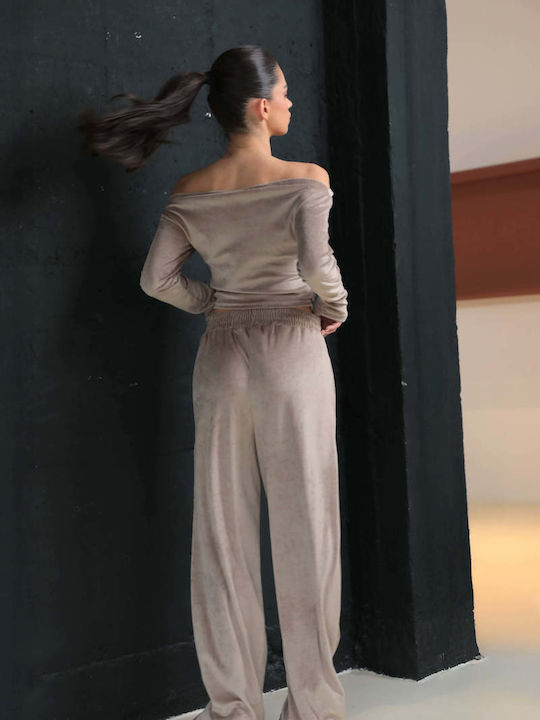 Luxury Beige Tracksuit Set