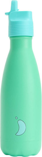 Kids Water Bottle Stainless Steel with Straw Green 350ml