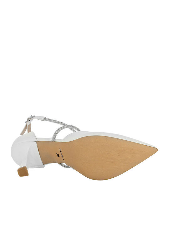 Leder Pumps mit Hohem Absatz Weiß