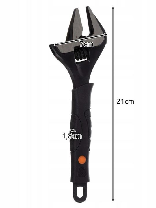 Cheie Franceză Reglabilă Zola Tip Suedez Oțel Carbon Reglaj 0 35 Mm Mâner Termoplastic 21 X 7 X 1.8 Cm Negru