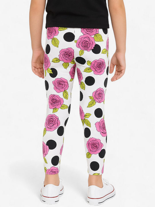 Kinderleggings Sport Lang Weiß/Pink