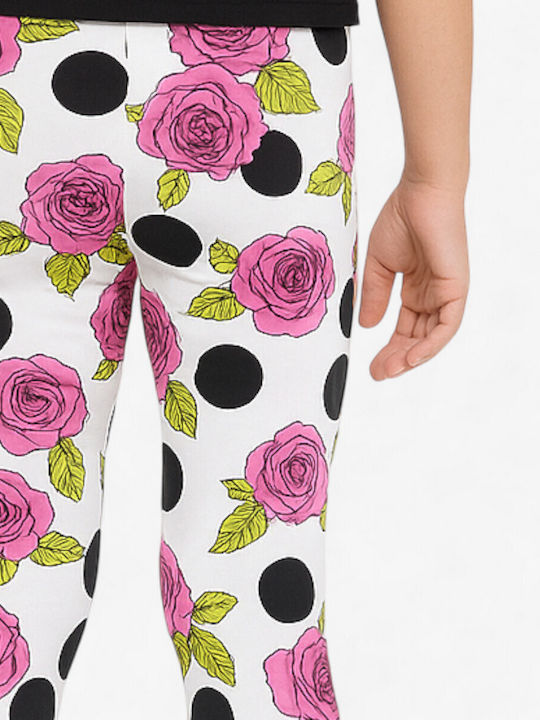 Kinderleggings Sport Lang Weiß/Pink