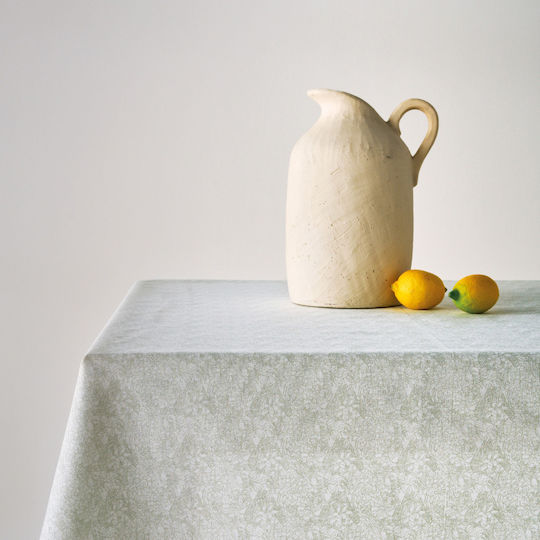 Kentia Cotton Tablecloth Flos White-Light Green 140x220cm