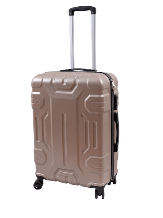 Hard Travel Suitcases Champagne with 4 Wheels Set of 3 Pieces