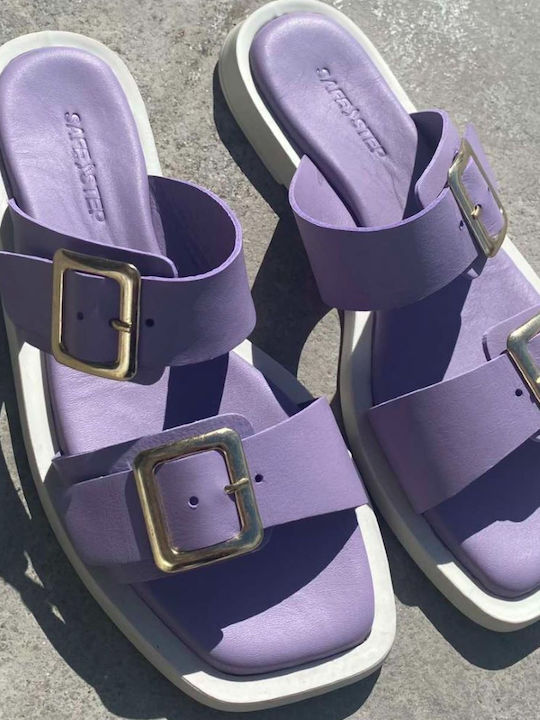 Leather Women's Flat Sandals Purple