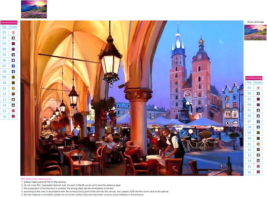 Mosaic De Diamante XXL Gobelin Peisaj Oraș Vechi Cracovia 120 X 60 Cm