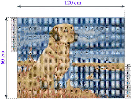 Xxl Mozaic Diamant Gobelin Zola Design Rațe Labrador 120 X 60 Cm