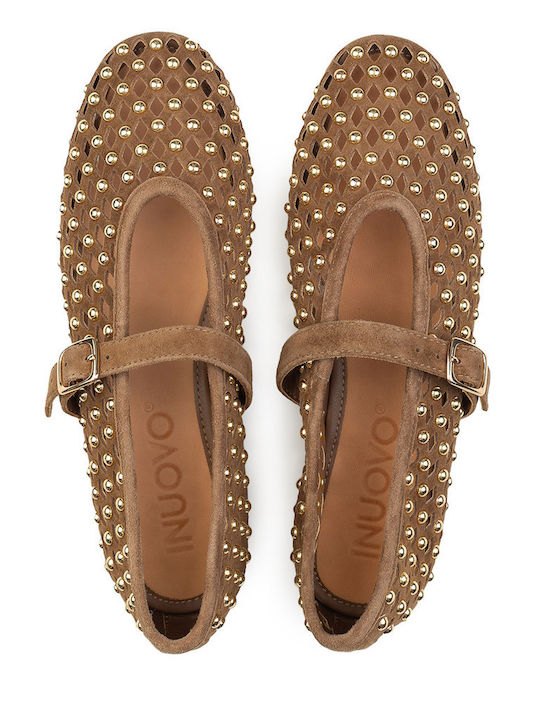 Women's Ballerina Shoes In Tabac Brown Colour