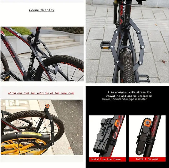 Bicycle Frame-mounted Anti-theft Lock Zola Foldable Combination Lock System Plastic 83 Cm Length Black