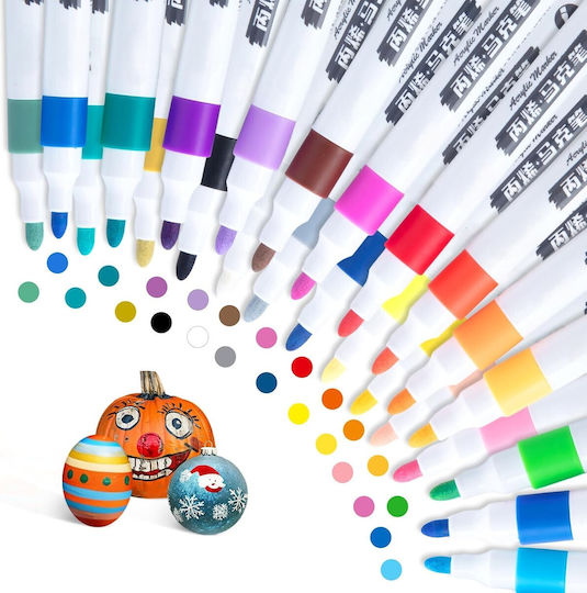 Set 60 Markere Acrilice Zola Vârf Precise Hârtie Piatră Sticlă Ceramică Lemn Materiale Textile Pânză Uscare Rapidă Multicolor