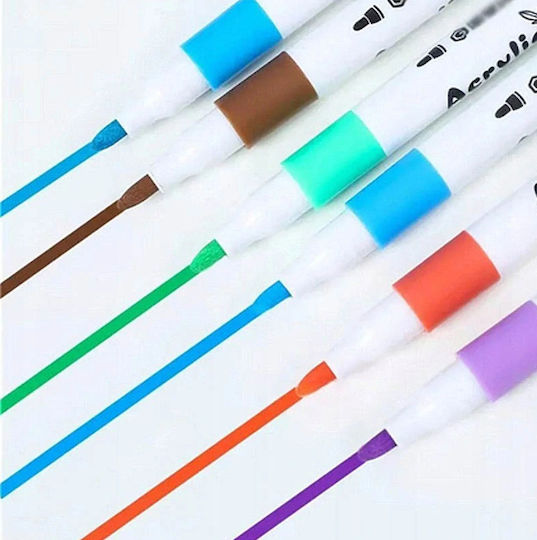 Set 60 Markere Acrilice Zola Vârf Precise Hârtie Piatră Sticlă Ceramică Lemn Materiale Textile Pânză Uscare Rapidă Multicolor