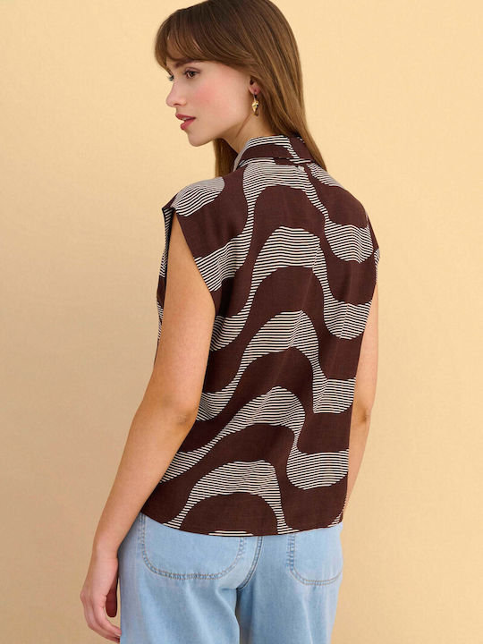 Sleeveless Women's Shirt Brown