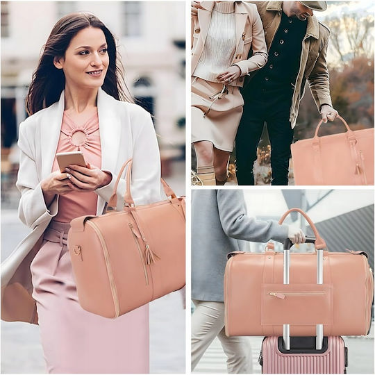 Sac De Voiaj 55l Roz Din Piele Sintetică M53.3xL25.4xÎ31.5cm