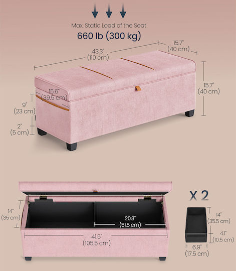 Bankhocker Mit Stauraum Hölzernes Rosa 110x40x40cm