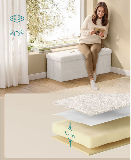 Bench Stool with Storage Space Wooden Ecru 110x38x38cm