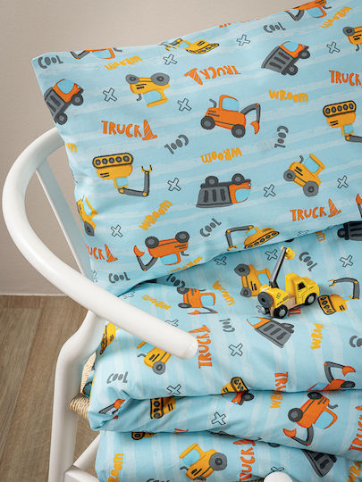 Palamaiki Set Baby Bettlaken Für Krippe Baumwolle Angepasst My Kingdom Hellblau 70x140cm