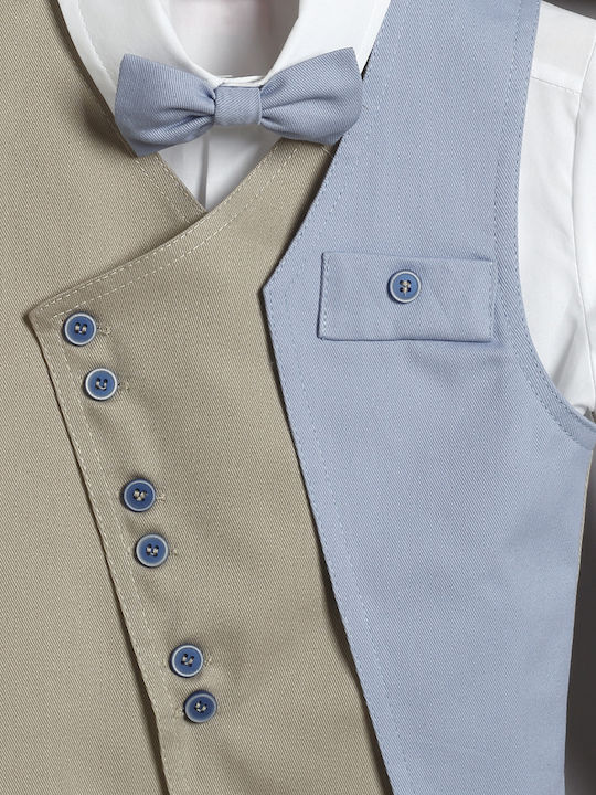 Costumaș De Botez Băiat Bleu-Bej 3021-1 New Life Nl-26-3021-1