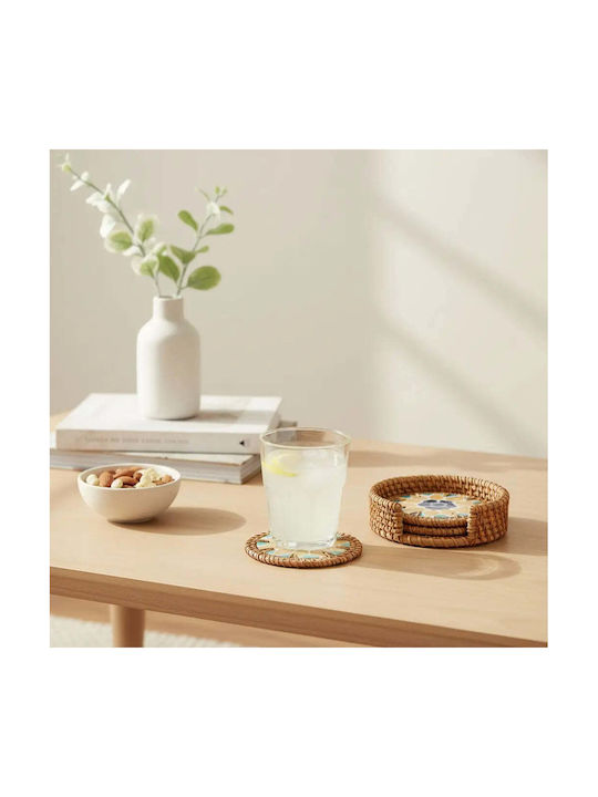 Phos & Gaia Round Wooden Coaster 4 Pieces