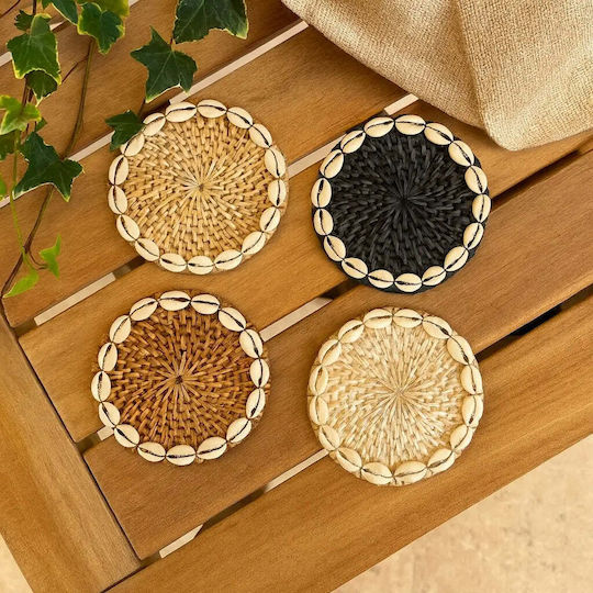 Phos & Gaia Round Wooden Coaster Black