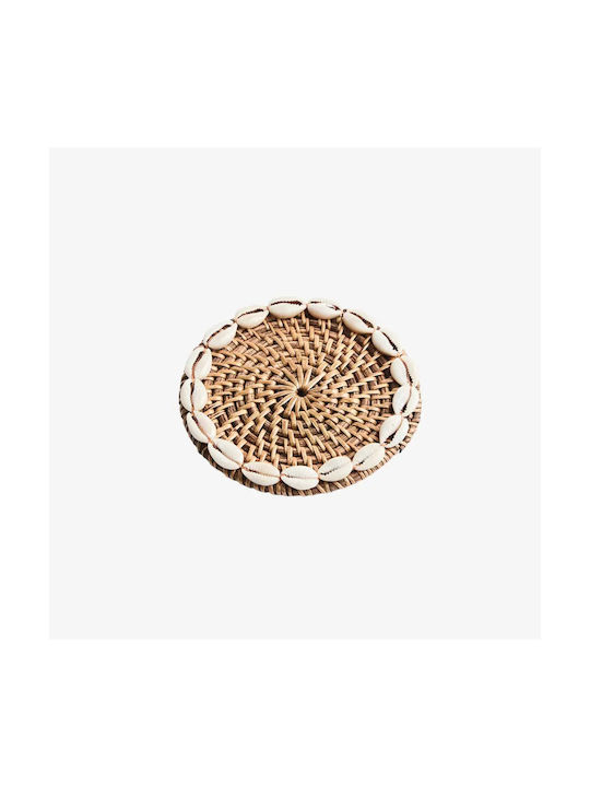 Phos & Gaia Round Wooden Coaster Beige