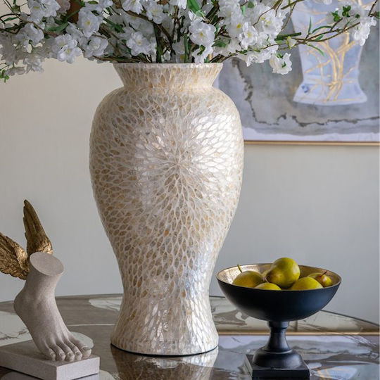 Artekko Διακοσμητικό Βάζο Μπαμπού Ivory Εκρού 34x34xΥ61cm
