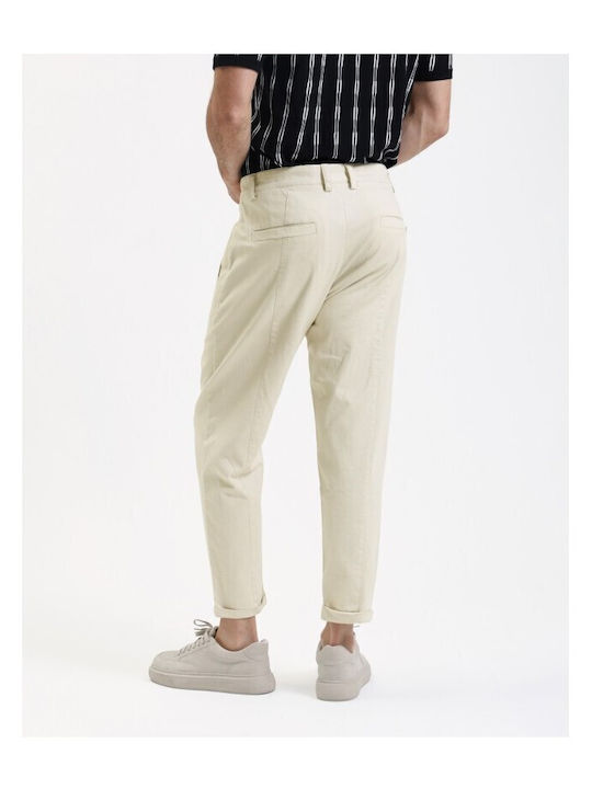 Trousers Elastic in Tapered Line Beige