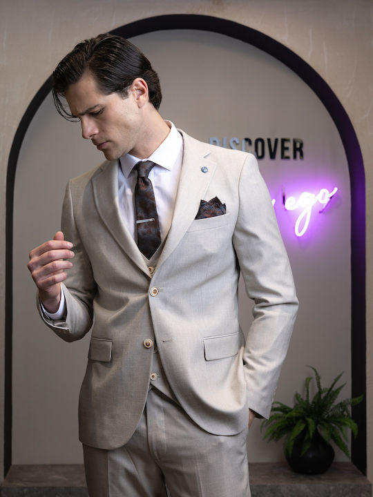 Men's Suit with Slim Fit Beige