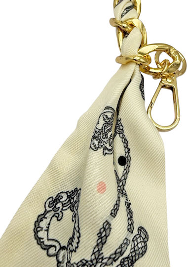 3-2617 Decorative Bag Chain Scarf Savil Ecru