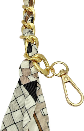 3-2617 Decorative Bag Chain Scarf Savil Brown-Cream