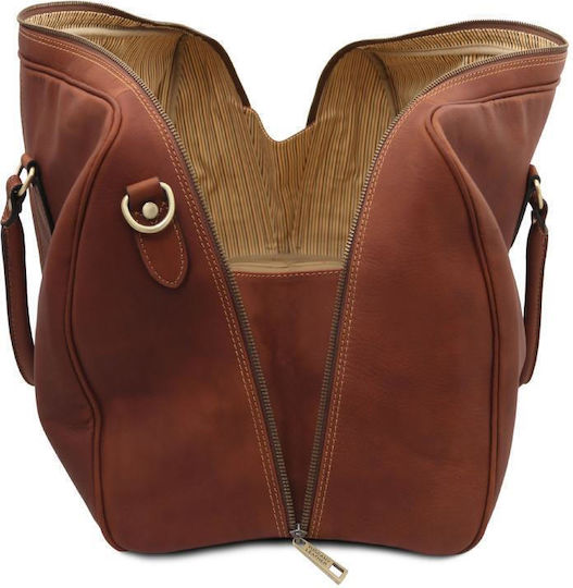 Tuscany Leather Σακ Βουαγιάζ Καφέ από Δέρμα