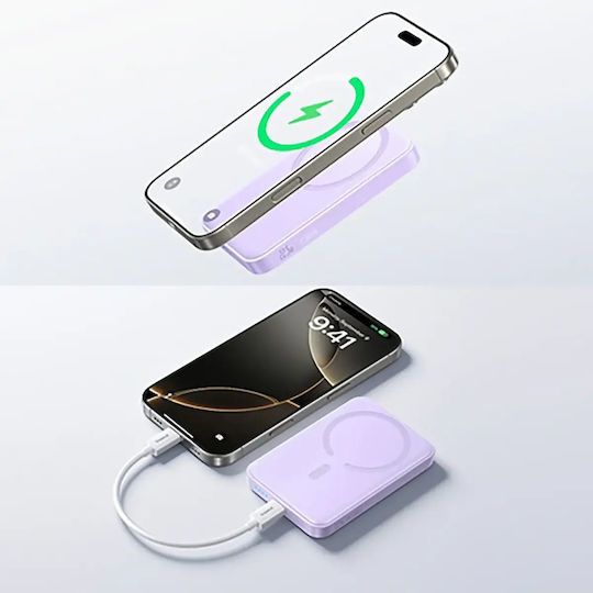 Baseus Enerfill FM11 MagSafe Power Bank 10000mAh 22.5W με Θύρα USB-C Μωβ