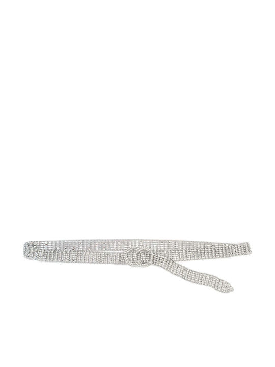 Wide Women's Chain Belt Silver
