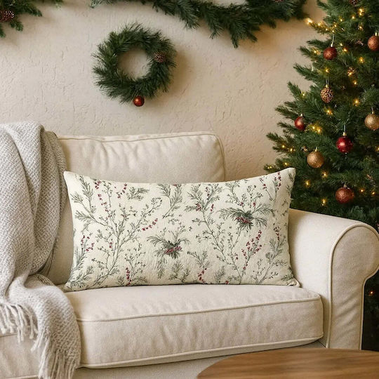 Față De Pernă Christmas Mistletoe 50x30 Bumbac Natural Model Festiv Pghd0129 Față De Pernă Christmas Mistletoe 50x30 Bumbac Natural Model Festiv Pghd0129