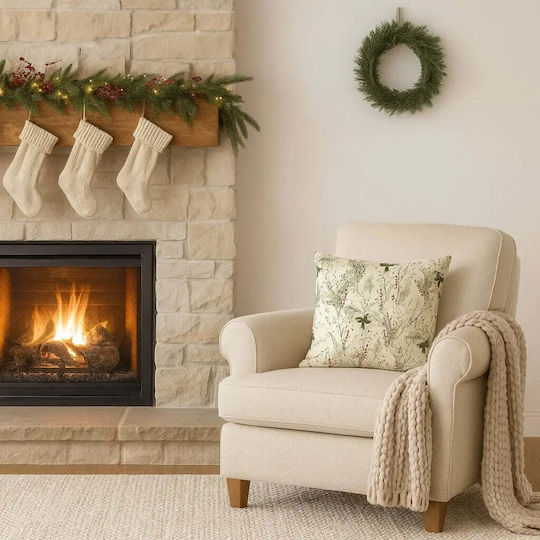 Față De Pernă Mistletoe 50x50 Bumbac Crăciun Ramuri Pghd0130