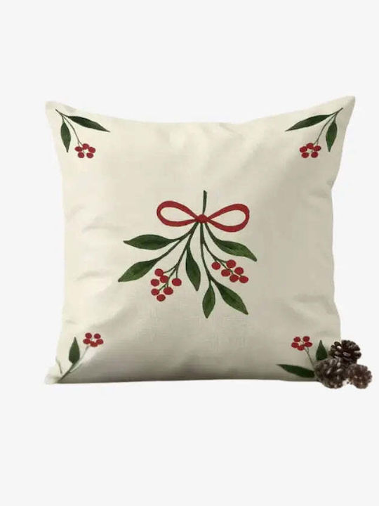 Pillow Case Mistletoe 50x50 Cotton Branches & Bow Pghd0137