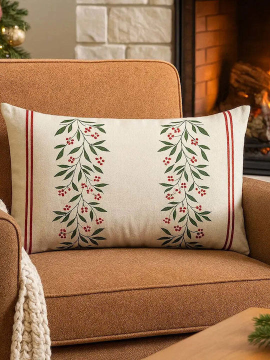 Weihnachtsdekorative Kissen Mistletoe 50x30 Baumwoll Kopfkissenbezug Festliche Zweige Pghd0138