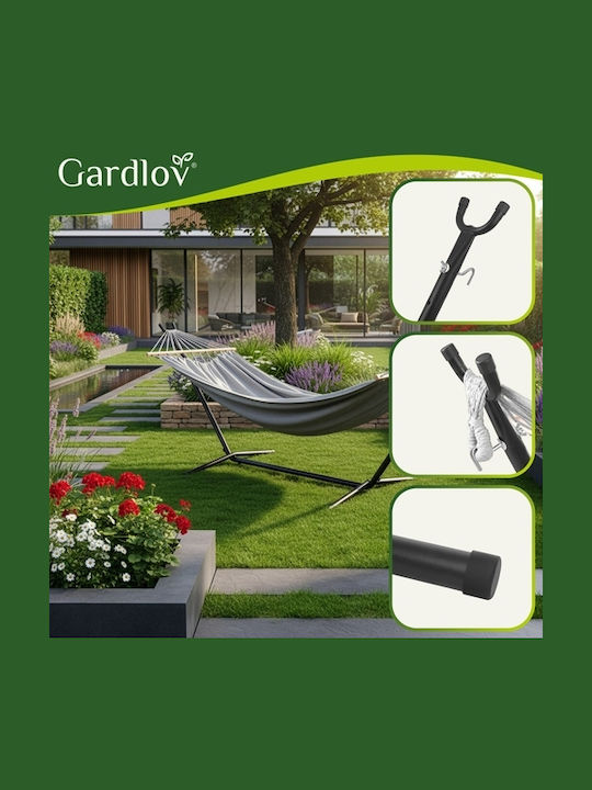 Gardlov Αιώρα Διπλή Υφασμάτινη με Βάση Γκρι 200x150εκ. Gardlov Αιώρα Διπλή Υφασμάτινη με Βάση Γκρι 200x150εκ.