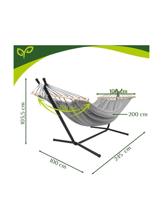 Gardlov Αιώρα Διπλή Υφασμάτινη με Βάση Γκρι 200x150εκ.