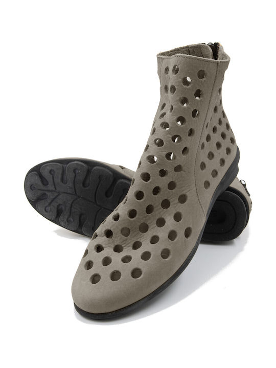 Leder Damen Stiefeletten Beige