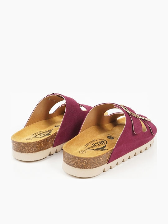 Leather Men's Sandals in Purple Colour