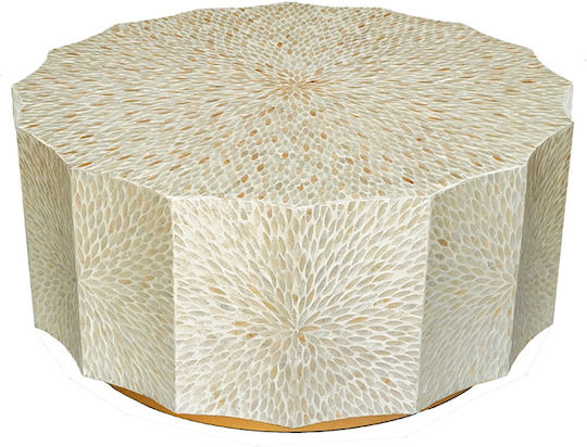 Кръгла Централна Кафе Маса Ivory Дървена Екрю Ш90xД90xВ40см