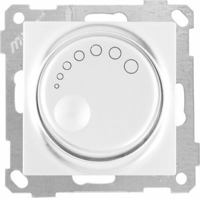 Mutlusan Candela Recessed Classic Rotary Dimmer Switch with Frame 600W in White Color